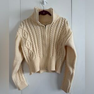 SHEIN Beige Cable Knit Turtleneck Sweater